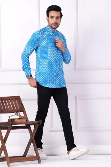 Checkers Printed Cotton Short Kurta