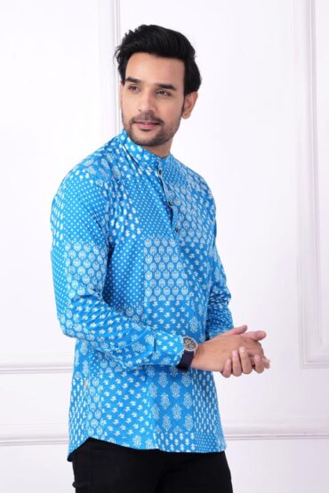 Checkers Printed Cotton Short Kurta