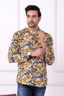 Bagru Printed Short Kurta For Men