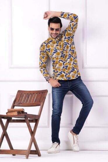 Bagru Printed Short Kurta For Men