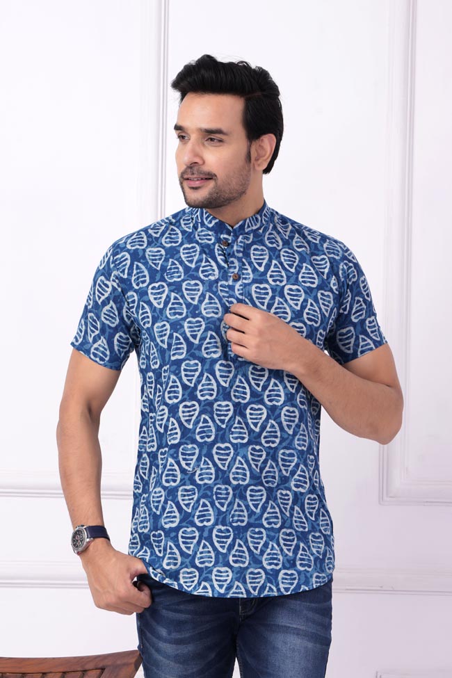 Dabu Block Printed Indigo Short Kurta